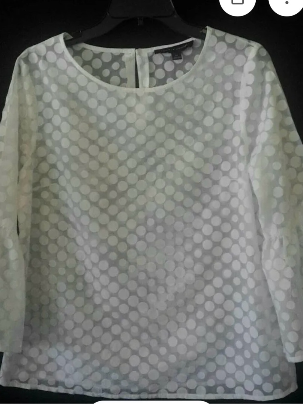 Tommy Hilfiger White Sheer Polka Dot Long-Sleeve Blouse